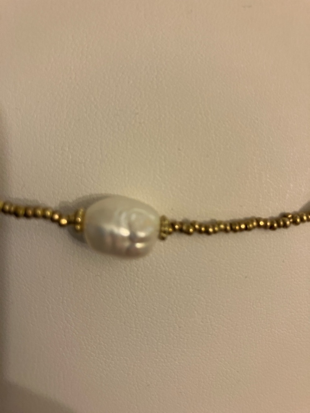 J. Jill Gold Bead Necklace with Single White Pearl - Picture 2 of 4